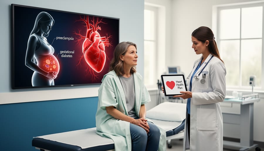 Pregnant woman consulting with healthcare provider about maternal health