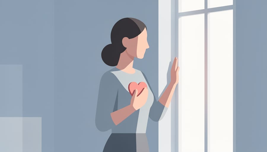Canadian woman pausing indoors near a window, holding a cigarette and phone as a symbol of choosing heart health